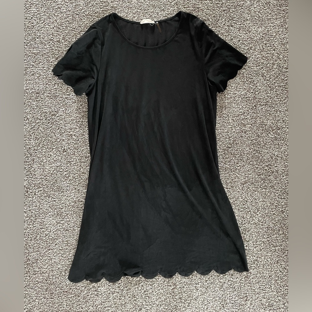 Altar’d State Velvet Black Scalloped Dress